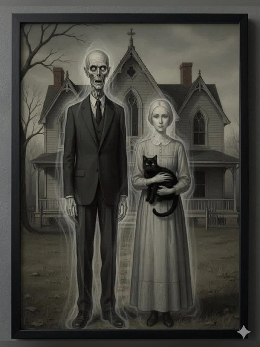 American Gothic Ghost Couple Framed 8x10 Art Print